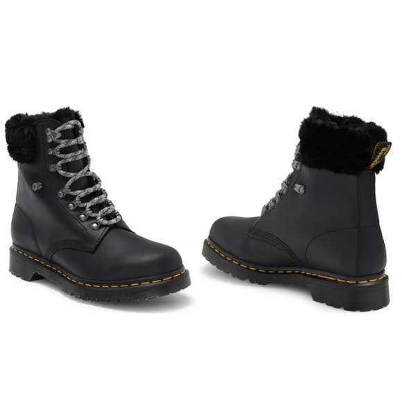 Dr. Martens Shoes - Dr. Martens 1460 Serena Faux Fur Lined Lug Boot Black Women's 8 39 NEW